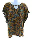 Cure Womens Multi Color Leaf Print Sleeveless Top Size Small
