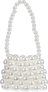 [NOLITOY] Pearl Handbag for Women Compact Pearl Clutch Purse with Strap Stylish Coin Purse for Essentials Unique Design for Special Occasions Lightweight Bridal Clutch