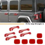 Red Outer Handle Shell Door Bowl Cover Trim Fit Jeep Wrangler JL 18+ Accessories (for: Jeep)