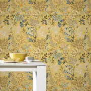 Abode Cottage Wallpaper 05552-20 Ochre Woodland Branches Leaves Flowers Erismann