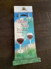 GREEN RHINO PICNIC WINE STIX SET OF 2 CHROME WINE GLASS HOLDERS