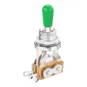 3 Way Short Straight Guitar Toggle Switch Silver with Green Tip Knob Caps