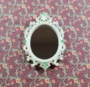 JBM Dollhouse Mirror Cream Finish Empire Style 1:12 Scale Miniature Hand Painted