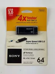 Sony 64GB Micro Vault USB 3.0 Flash Drive File Rescue USM64X