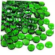 Glass Gemstone Beads Vase Fillers () Flat Marble Beads Multiple 1 LB Green