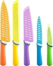Glad Knife Set for Kitchen – Stainless Steel Chef Knives with Sheaths | Sharp Colored Blades with Non-Slip Handles | Assorted Nonstick Cooking Essentials for Home