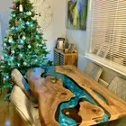 Epoxy Resin Dining Table Top Acacia Wood Table Home Decor Live Edge Table
