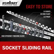 3 Socket Holder Sliding Rail Tray Organizer 1/4" 3/8" 1/2"Mountable Steel Rack