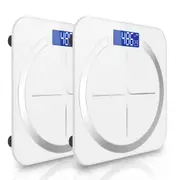 SOGA 2X 180kg Digital Fitness Weight Bathroom Body Glass LCD Electronic Scales White