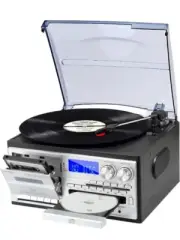 MUSITREND 9 in 1 3 Speed Bluetooth Turntable CD Cassette AM/FM all in one -NEW-