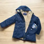 Bass Creek Outfitters Duck Canvas Jacket Size 14/16 Navy Hooded Sherpa Lined