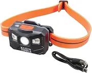 Klein Tools A-56064 400 Lumens Rechargeable Auto-Off LED Headlamp with Silicone Strap, Orange/Black