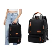 Men Large Capacity Canvas Backpack Laptop Notebook School Travel Bag-Black