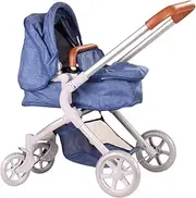 Götz 2865 Gotz 3402865 Pram 2 in 1 Denim Accessorie Baby Standing Dolls Up to 50 cm-Suitable Agegroup 3+, Multi-Coloured