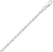 [JewelryWeb] 925 Sterling Silver 2.5mm Sparkle Cut Rope Chain Necklace Lobster Clasp Chain-Necklace for Women and Men