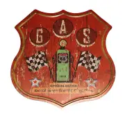 Route 66 Gas Station Tin Metal Sign Vintage Rustic Style Interstate Highway Road