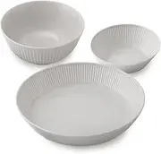 Iris Ohyama MNW-3S Tableware Set, Living Alone, 3-Piece Set, Gray, Dishwasher Safe, Microwave Safe
