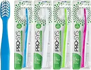 PRO-SYS® Soft Toothbrush for Adult with Sensitive Teeth & Gums, ADA Accepted, with 35-Tuft Wide Dupont® Tynex® Bristles, Pack of 4