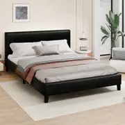 ALFORDSON Bed Frame Double Size Base Platform Leather Black