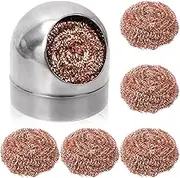 Tanstic 6Pcs Soldering Iron Tip Cleaner Kit, including 5Pcs Solder Tip Cleaning Wire with Holder, Stainless Steel Tip Cleaner Wire Ball Soft Coiled Ball for Cleaning Soldering Irons and Tips (Silver)