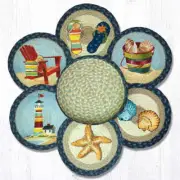 Earth Rugs TNB-362 By The Sea Trivets in a Basket 10" x 10"