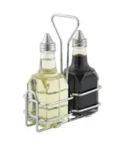 Winco G-104S Oil & Vinegar Set w/ (2) 6 oz Square Glass Cruets