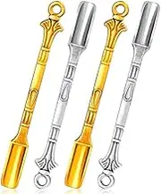 4 Pieces Snuff Spoon Mini Shovel Metal Medicine Spoon Silver Gold Power Scoop for Filling Vials with Salts Herbs Sand Home Kitchen Supplies