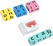 Wooden Blocks Spelling Game: Matching Letter Alphabet Game Reading Blocks Flash Cards Word Builder Games