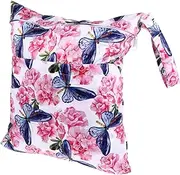 Toyvian Cloth Diaper Wet Dry Bag Reusable with Double Zippered Pockets Printed Design Oversized Storage for Essentials for Travel
