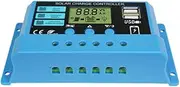 Solar Charge Controller,12V/ 24V Solar Panel Regulator with Adjustable LCD Display,with USB Port,Multiple Load Control Modes
