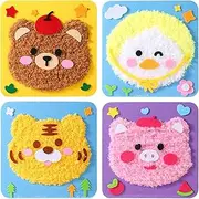 KLQQLK DIY Embroidery Doll Set for Kids Ages 3-12 - Sewing Arts and Crafts Kit, Beginner-Friendly Crafts Kit for Home & School Art Activities, Creative Sewing Arts Gift (4 Pack- A)