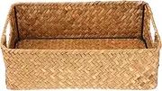 NOLITOY Baby Nursery Organizer Rectangle Basket Woven Garbage Seagrass Basket Small Baskets Laundry Containers Wicker Hamper Basket Toilet Paper Storage Rattan Child Bamboo Basket
