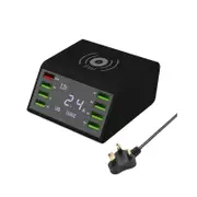 8-Port Usb Mobile Phone Smart Charger Digital Display Built-In Ic Chip Voltage Auto-Correction British Regulatory