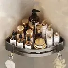 Shower Wall Organizer Raised Edge Bathroom Rack Corner Caddy Shelf with Easy