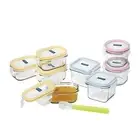 Glasslock Baby Food Container 9pc Set With Spoon Transparent/Green spoon