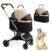 3 in 1 Pet Stroller with 4 Wheels, Foldable Pet Travel Carrier for Small/Medium