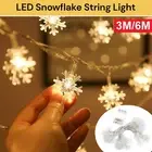LED Curtain Snowflake Fairy String Warm Light Xmas Outdoor Christmas Decor Party