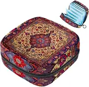 Period Bag,Sanitary Napkin Storage Bag,Ethnic Retro Mandala Carpet,Tampon Holder for Purse