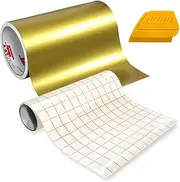ORACAL 651 High Gloss Craft Adhesive Vinyl 15ft x 1ft Roll w/Free 12" x 24" Roll of Transfer Paper and Hard Yellow Detailer Squeegee (Gold Metallic)