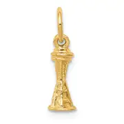 14K Yellow Gold Solid Polished Space Needle Charm