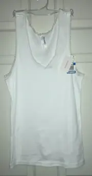 New b.tempt'd by Wacoal 911266 Lace Trim Innocence Tank XL White NWT