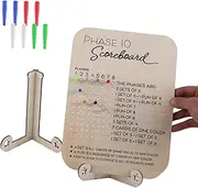 Phase 10 Score Board,with Bracket,for Phase 10 Card Game,Dedicated Deck Card Games Phase 10 Card Game Wooden Made Score Board with Vertical Bracket &10 Colored Pegs,for Families,Adults & Kids(1 Pack)