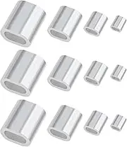 EMSea 200PCS Aluminium Ferrules 1/2/3/4mm Crimping Loop Sleeve Oval Wire Rope Sleeve for Metal Wire Ropes Cable Clothesline Compression Looping 50PCS Each Size