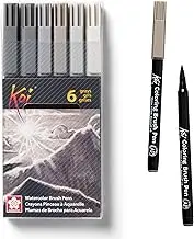 SAKURA Koi Coloring Brush Pens - Watercolor Brush Pen Set - Assorted Colors - Gray - 6 Pack