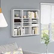 Stylish White Engineered Wood Wall Shelf 90x16x78 cm, Floating Display Storage Unit for Books Decor, Wall Mounted Multi-Compartment Shelves for Living Room Bedroom Office