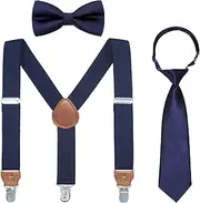 [MOAZIFI] Set of 3 Children's Braces, Braces and Bow Tie, Braces Bow Tie Set, Children's Braces, Adjustable Braces, Bow Tie, Children Boys, Braces Blue, 1, 1