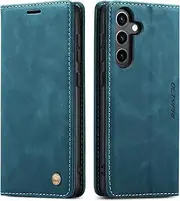 [QLTYPRI] Wallet Phone Case for Samsung Galaxy A15 4G/5G, Vintage PU Leather Case Card Slot Kickstand Magnetic Closure Shockproof Flip Folio Cover for Samsung Galaxy A15 - Blue