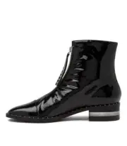 New Django & Juliette Fridays Black Patent Leather Ankle Boots Bh Womens Shoes