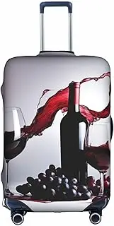 [CADREWY] Red Wine Print Decorative Washable Luggage Cover Personalized Anti Scratch Suitcase Protector, White, Medium