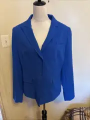 NWT Calvin Klein Women’s Royal Blue Blazer Long Sleeve With Stitching Details 14
